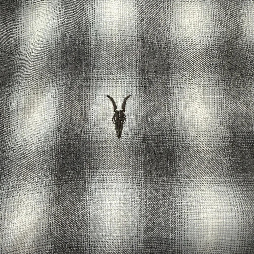 All Saints Men's Gray and White Plaid Shirt - Picture 3 of 7